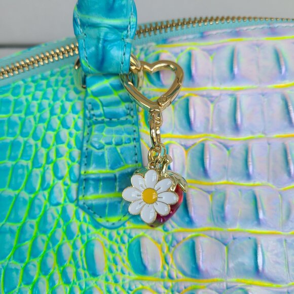 Red Strawberry and Daisy Purse Charm with Heart - Picture 4 of 8